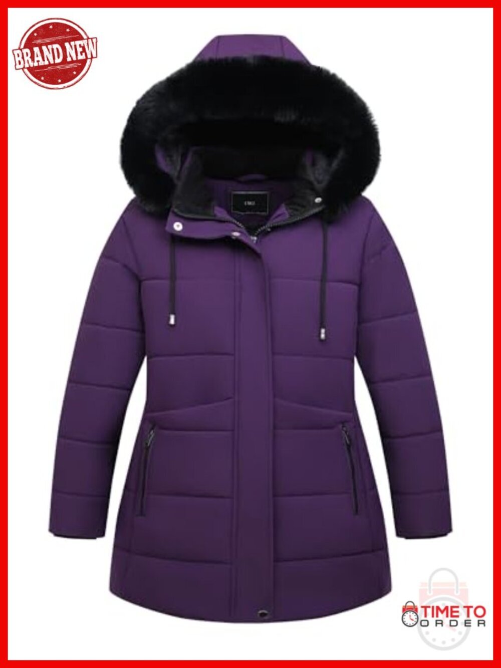 Plus Size Winter Coat Waterproof Down Detachable Hooded Parka Jacket